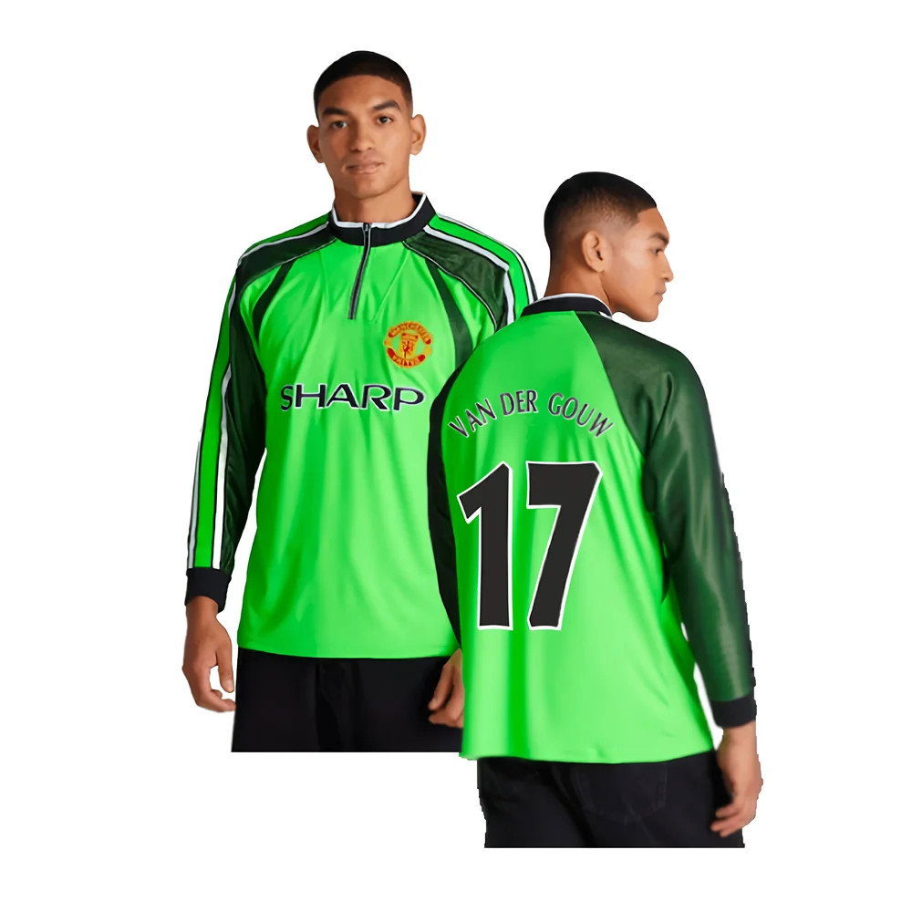 1998-1999 Manchester United Retro Goalkeeper Jersey (Green) (Van Der Gouw 17)_0