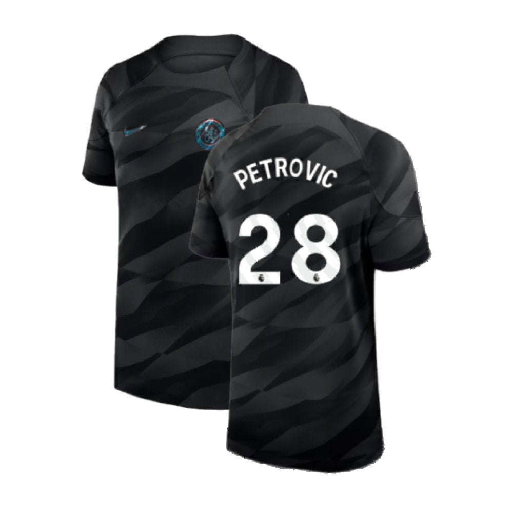 2023-2024 Chelsea Home Goalkeeper Shirt (Black) - Kids (Petrovic 28)_0
