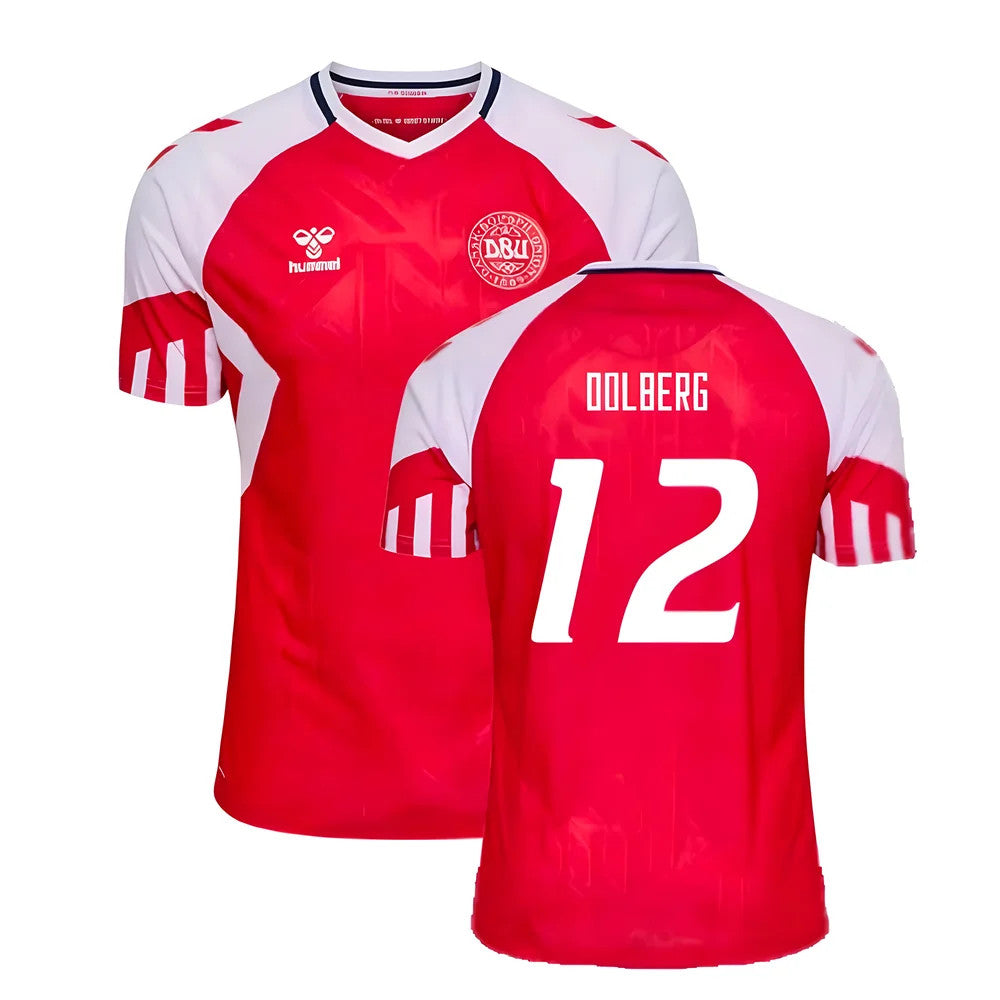 2023-2024 Denmark Home Shirt (Dolberg 12)_0