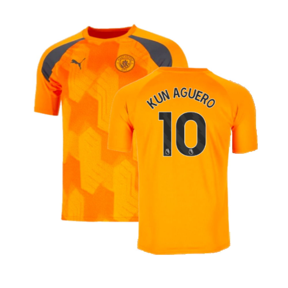 2023-2024 Man City Pre-Match Jersey (Orange) (KUN AGUERO 10)_0