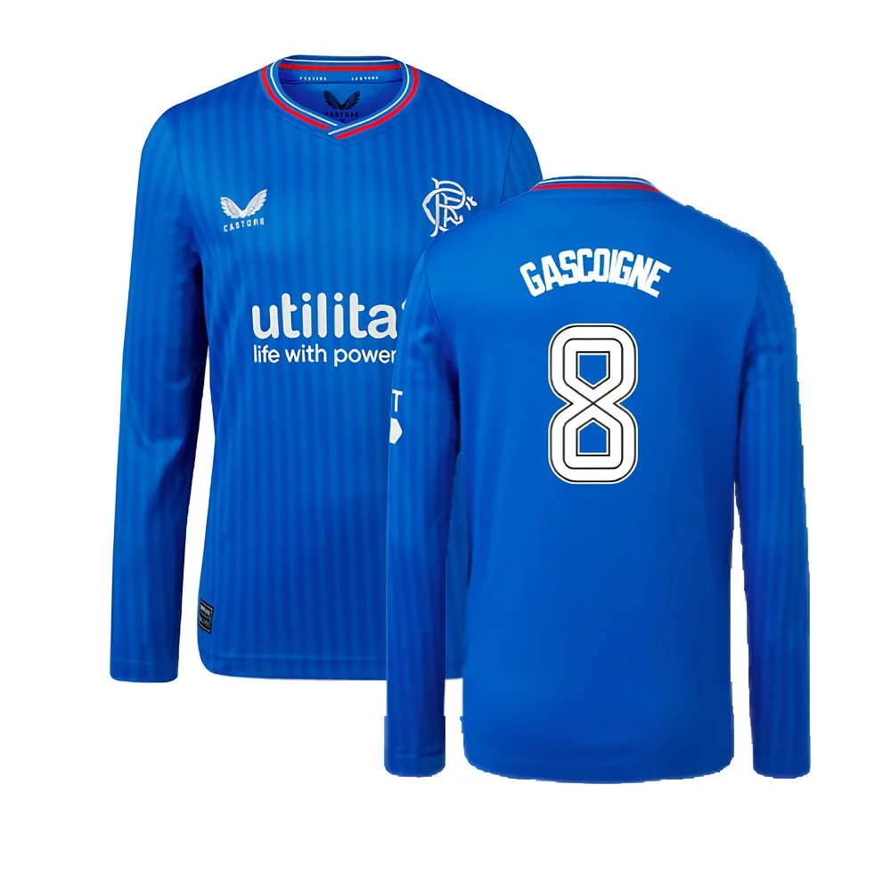 2023-2024 Rangers Long Sleeve Home Shirt (Kids) (Gascoigne 8)_0