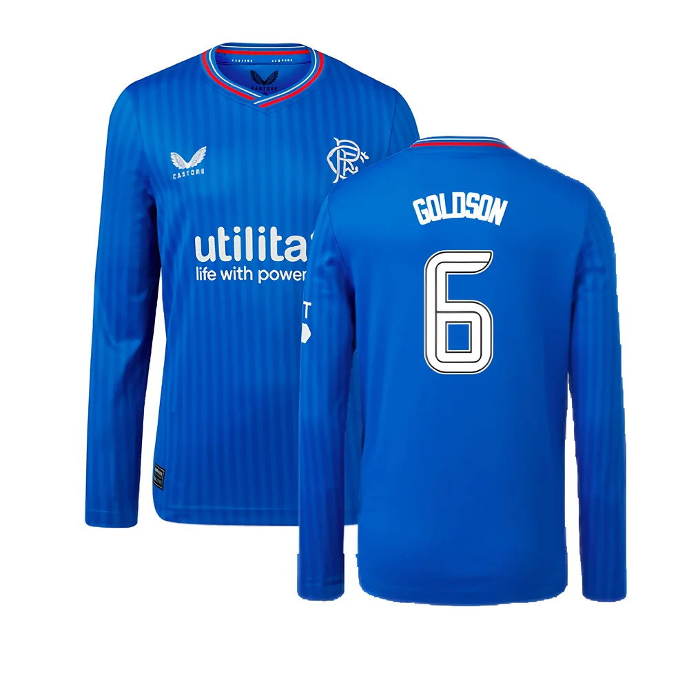 2023-2024 Rangers Long Sleeve Home Shirt (Kids) (Goldson 6)_0