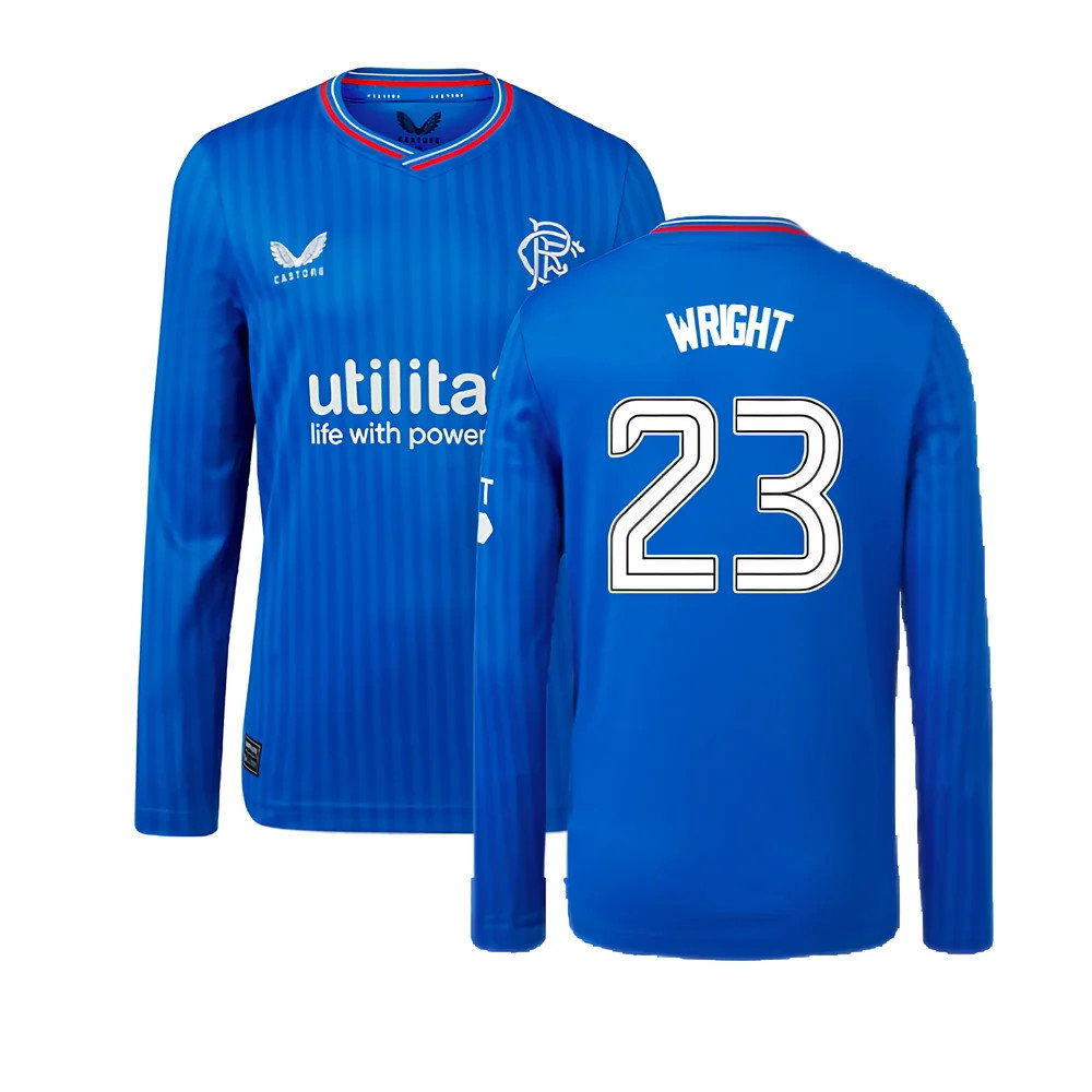 2023-2024 Rangers Long Sleeve Home Shirt (Kids) (Wright 23)_0
