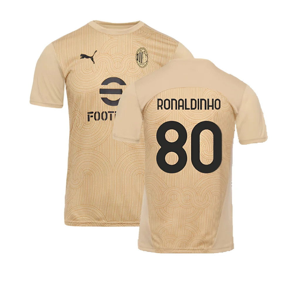 2024-2025 AC Milan Pre-Match Shirt (Putty) (Ronaldinho 80)_0