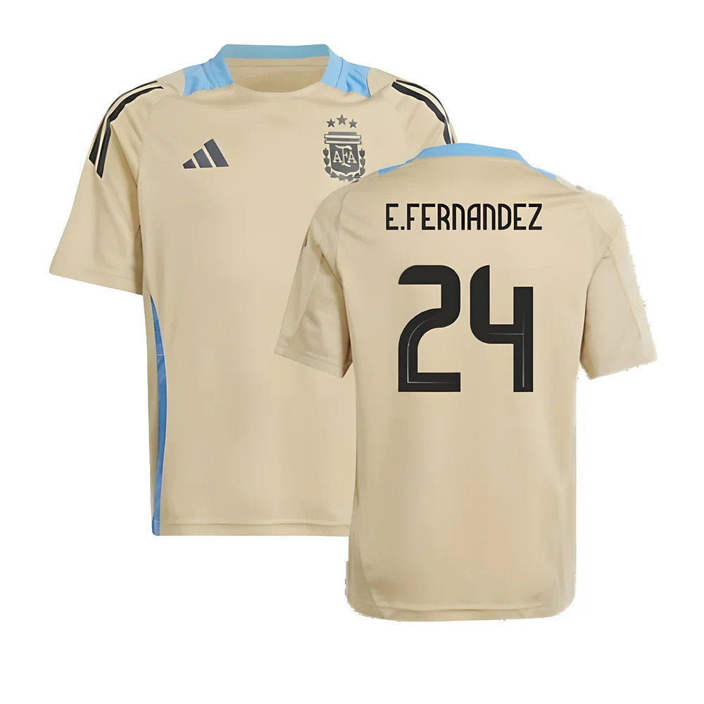 2024-2025 Argentina Training Jersey (Hazy Beige) - Kids (E.FERNANDEZ 24)_0