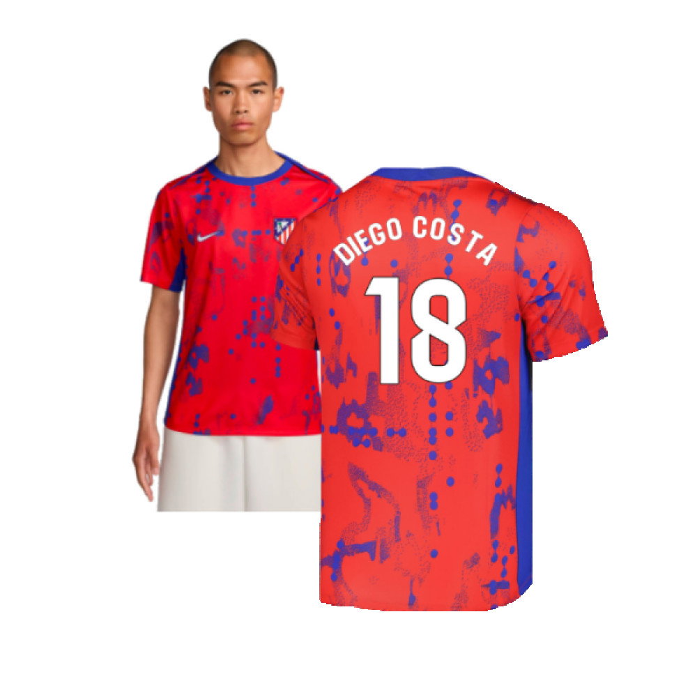 2024-2025 Atletico Madrid Dri-FIT Pre-Match Shirt (Red) (Diego Costa 18)_0