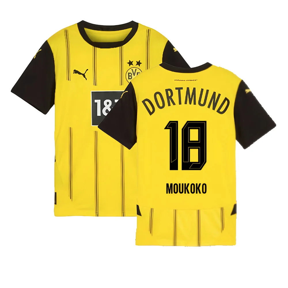 2024-2025 Borussia Dortmund Home Shirt (Kids) (Moukoko 18)_0