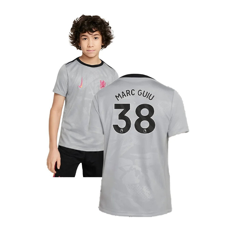 2024-2025 Chelsea Third Academy Pre-Match Shirt (Grey) - Kids (Marc Guiu 38)_0