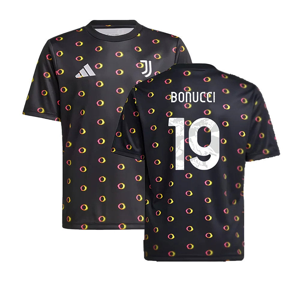 2024-2025 Juventus Pre-Match Shirt (Black) - Kids (Bonucci 19)_0