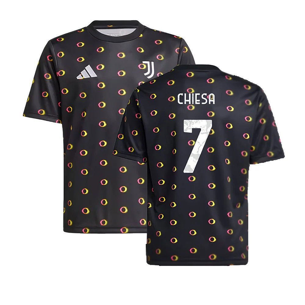 2024-2025 Juventus Pre-Match Shirt (Black) - Kids (Chiesa 7)_0