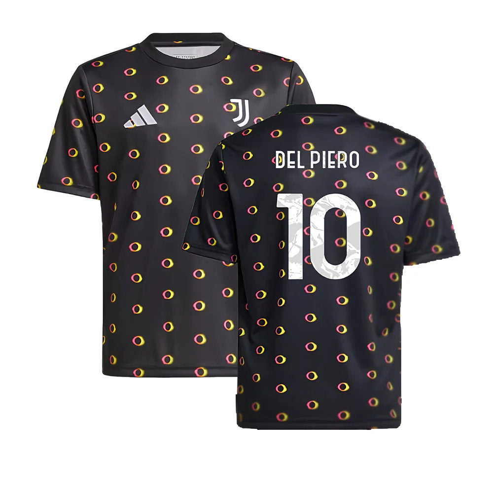 2024-2025 Juventus Pre-Match Shirt (Black) - Kids (Del Piero 10)_0