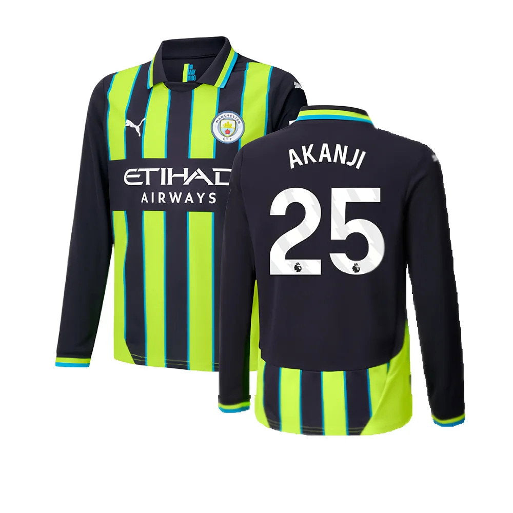 2024-2025 Man City Away Long Sleeve Shirt (Kids) (Akanji 25)_0