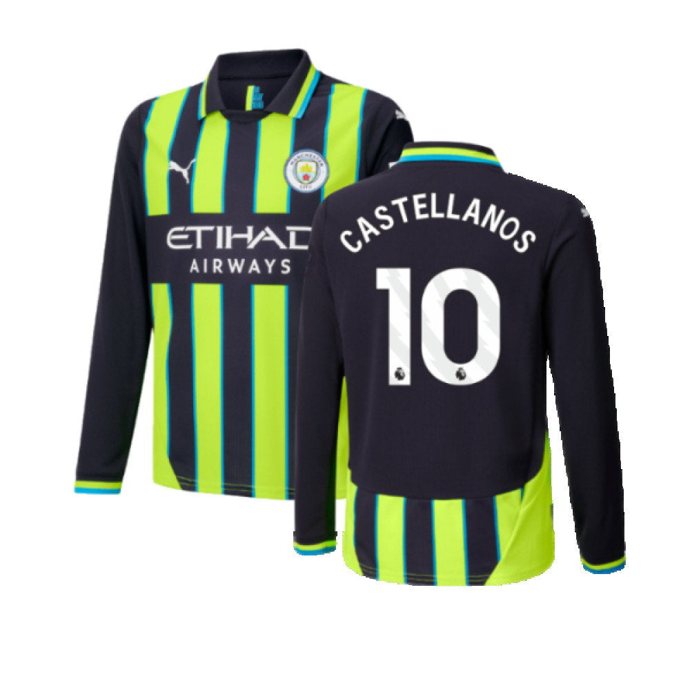 2024-2025 Man City Away Long Sleeve Shirt (Kids) (Castellanos 10)_0