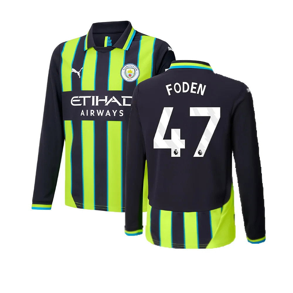 2024-2025 Man City Away Long Sleeve Shirt (Kids) (Foden 47)_0