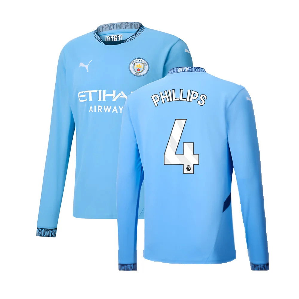 2024-2025 Man City Home Long Sleeve Shirt (Phillips 4)_0