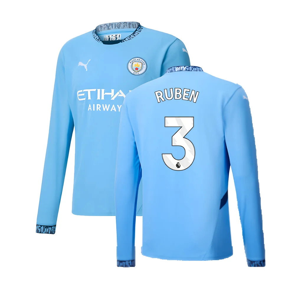2024-2025 Man City Home Long Sleeve Shirt (Ruben 3)_0