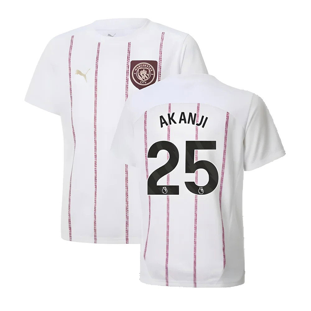 2024-2025 Man City Prematch SS Jersey (White) - Kids (Akanji 25)_0