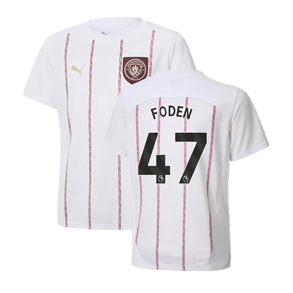 2024-2025 Man City Prematch SS Jersey (White) - Kids (Foden 47)_0