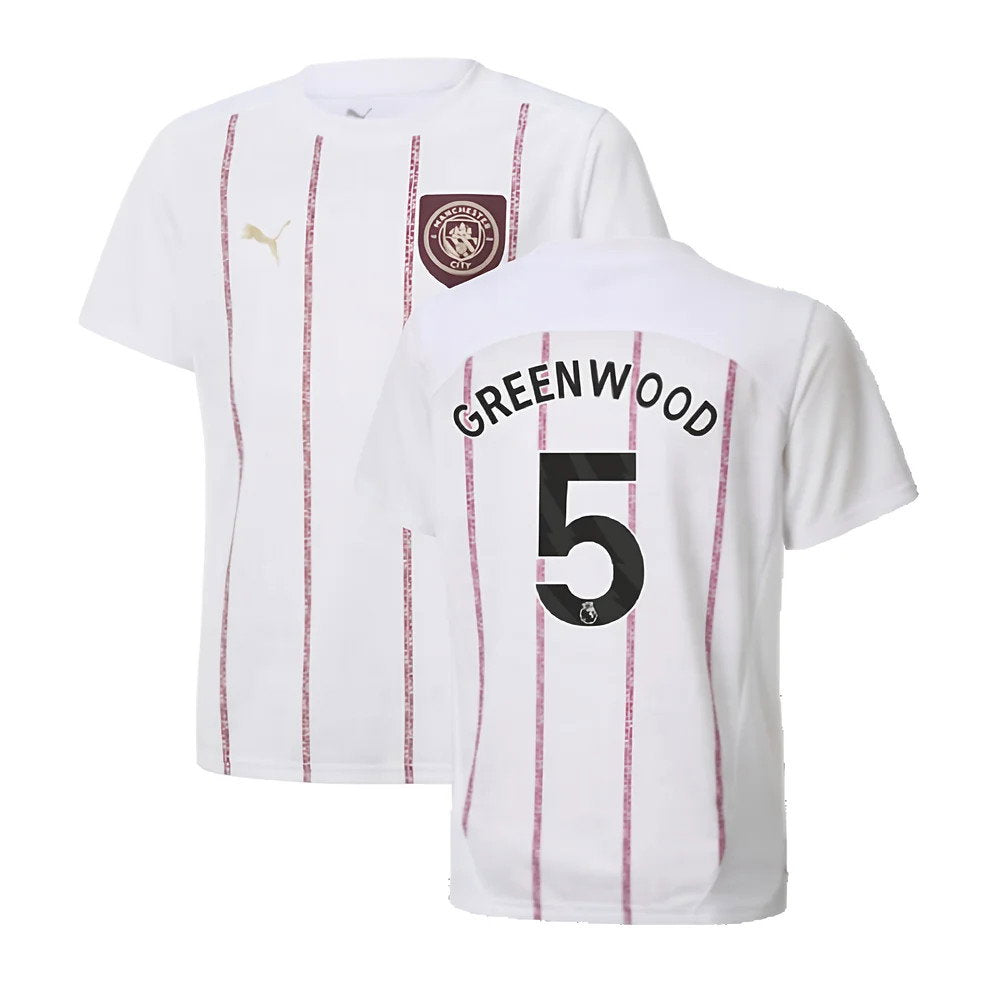 2024-2025 Man City Prematch SS Jersey (White) - Kids (Greenwood 5)_0
