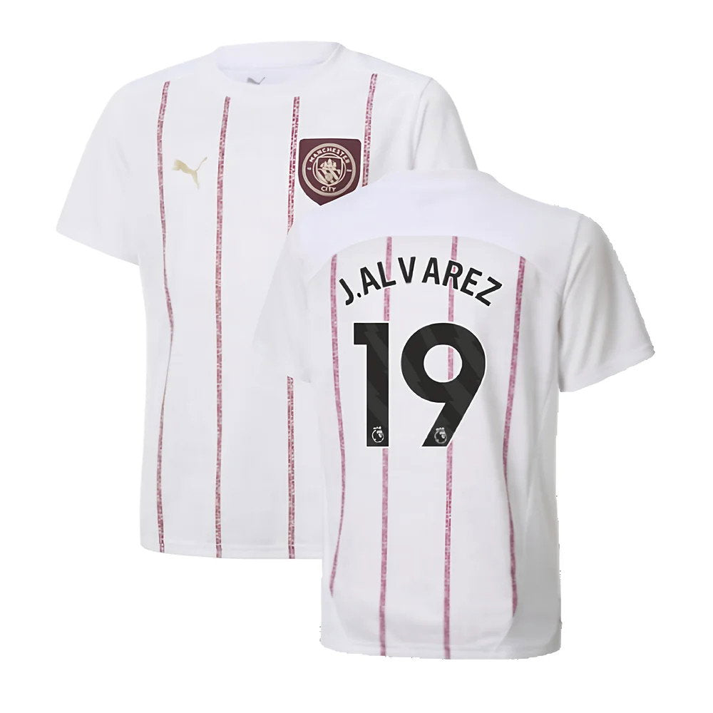 2024-2025 Man City Prematch SS Jersey (White) - Kids (J.Alvarez 19)_0