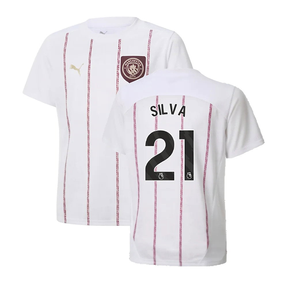 2024-2025 Man City Prematch SS Jersey (White) - Kids (Silva 21)_0
