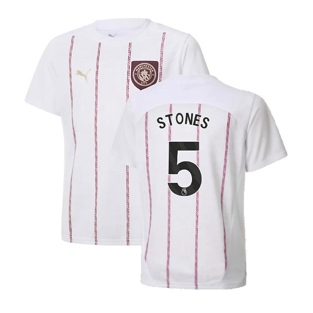 2024-2025 Man City Prematch SS Jersey (White) - Kids (Stones 5)_0