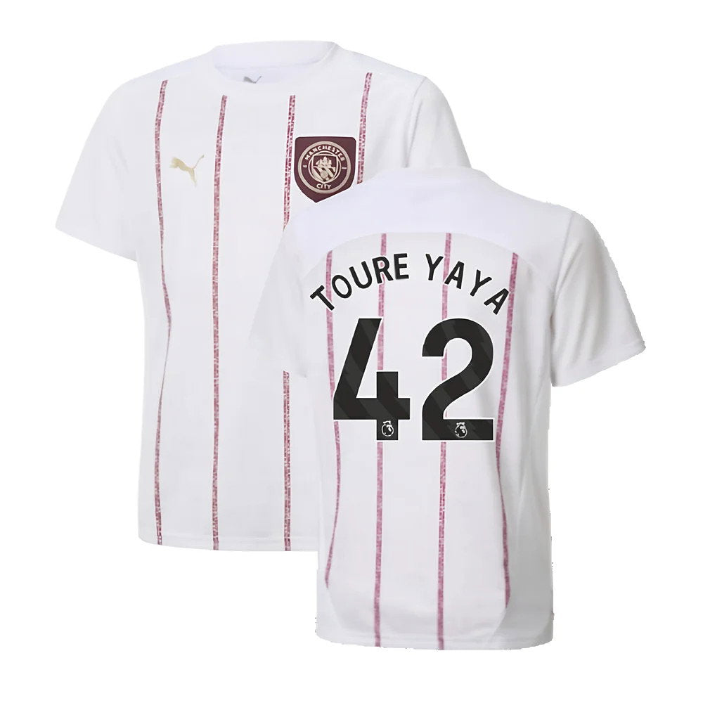 2024-2025 Man City Prematch SS Jersey (White) - Kids (Toure Yaya 42)_0