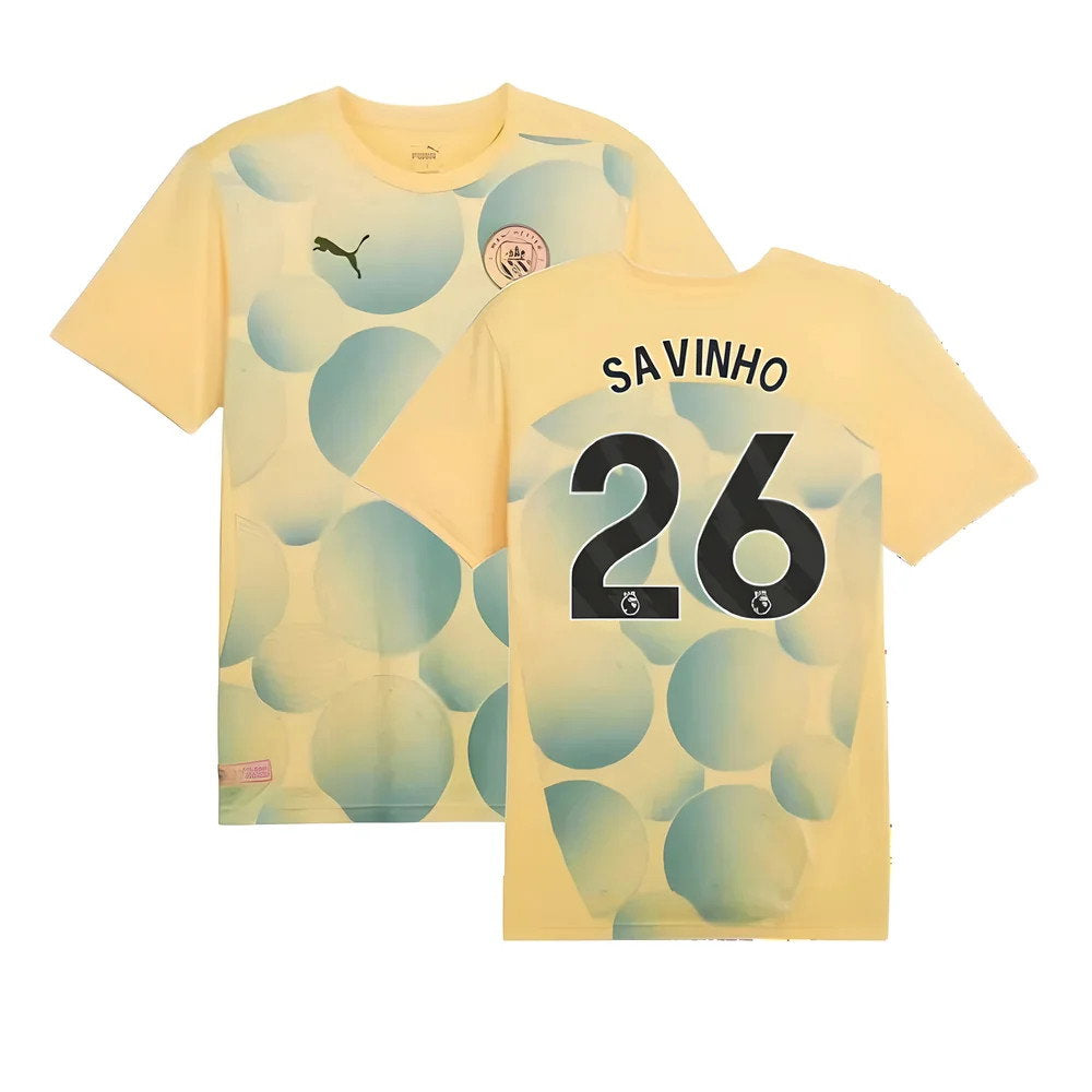 2024-2025 Man City Prematch SS Shirt (Flaxen) (Savinho 26)_0