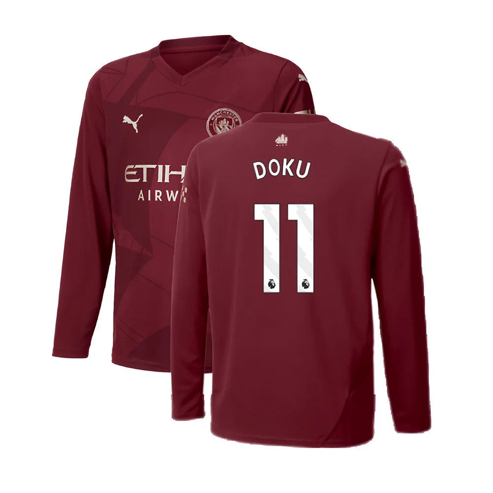 2024-2025 Man City Third Long Sleeve Shirt (Kids) (Doku 11)_0