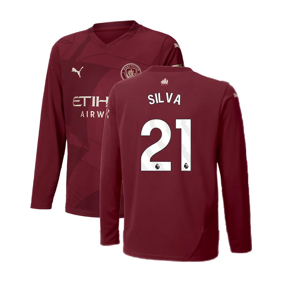 2024-2025 Man City Third Long Sleeve Shirt (Kids) (Silva 21)_0