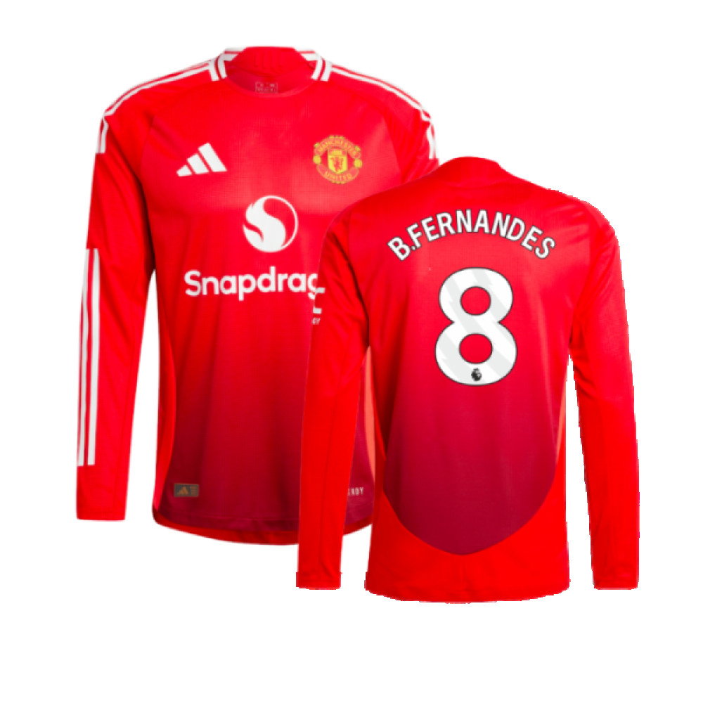 2024-2025 Man Utd Authentic Long Sleeve Home Shirt (B.Fernandes 8)_0