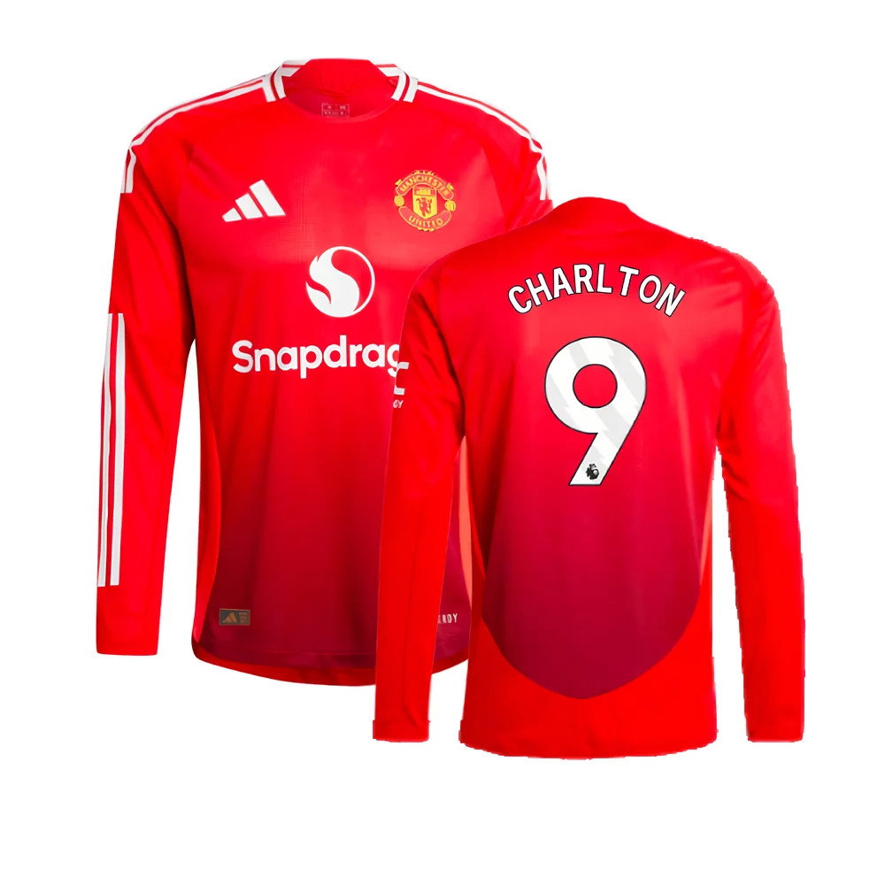 2024-2025 Man Utd Authentic Long Sleeve Home Shirt (Charlton 9)_0