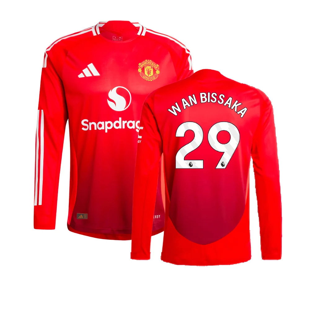 2024-2025 Man Utd Authentic Long Sleeve Home Shirt (Wan Bissaka 29)_0