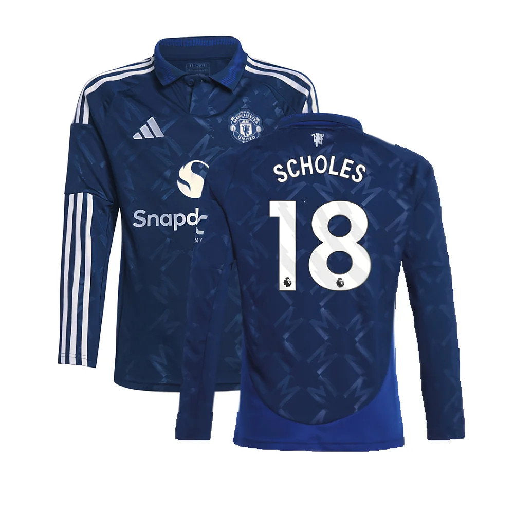 2024-2025 Man Utd Long Sleeve Away Shirt (Kids) (Scholes 18)_0