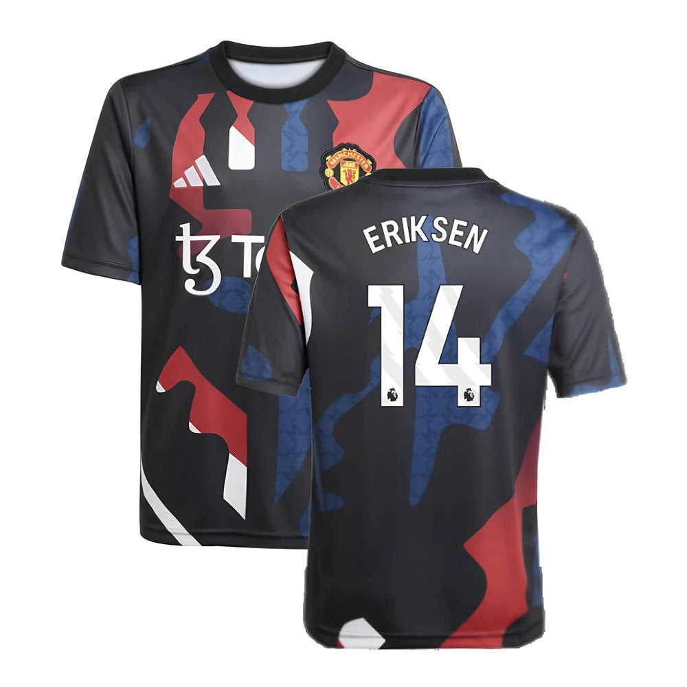 2024-2025 Man Utd Pre-Match Jersey (Black) - Kids (Eriksen 14)_0