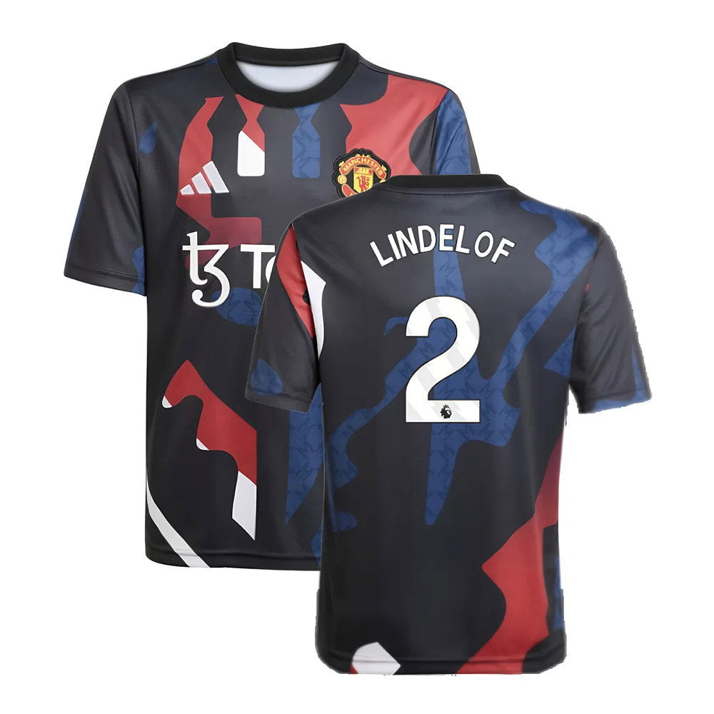 2024-2025 Man Utd Pre-Match Jersey (Black) - Kids (Lindelof 2)_0