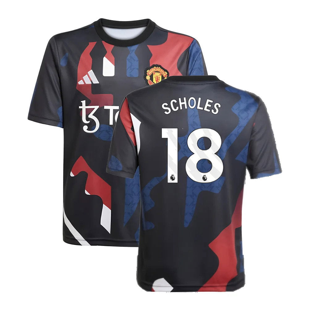 2024-2025 Man Utd Pre-Match Jersey (Black) - Kids (Scholes 18)_0