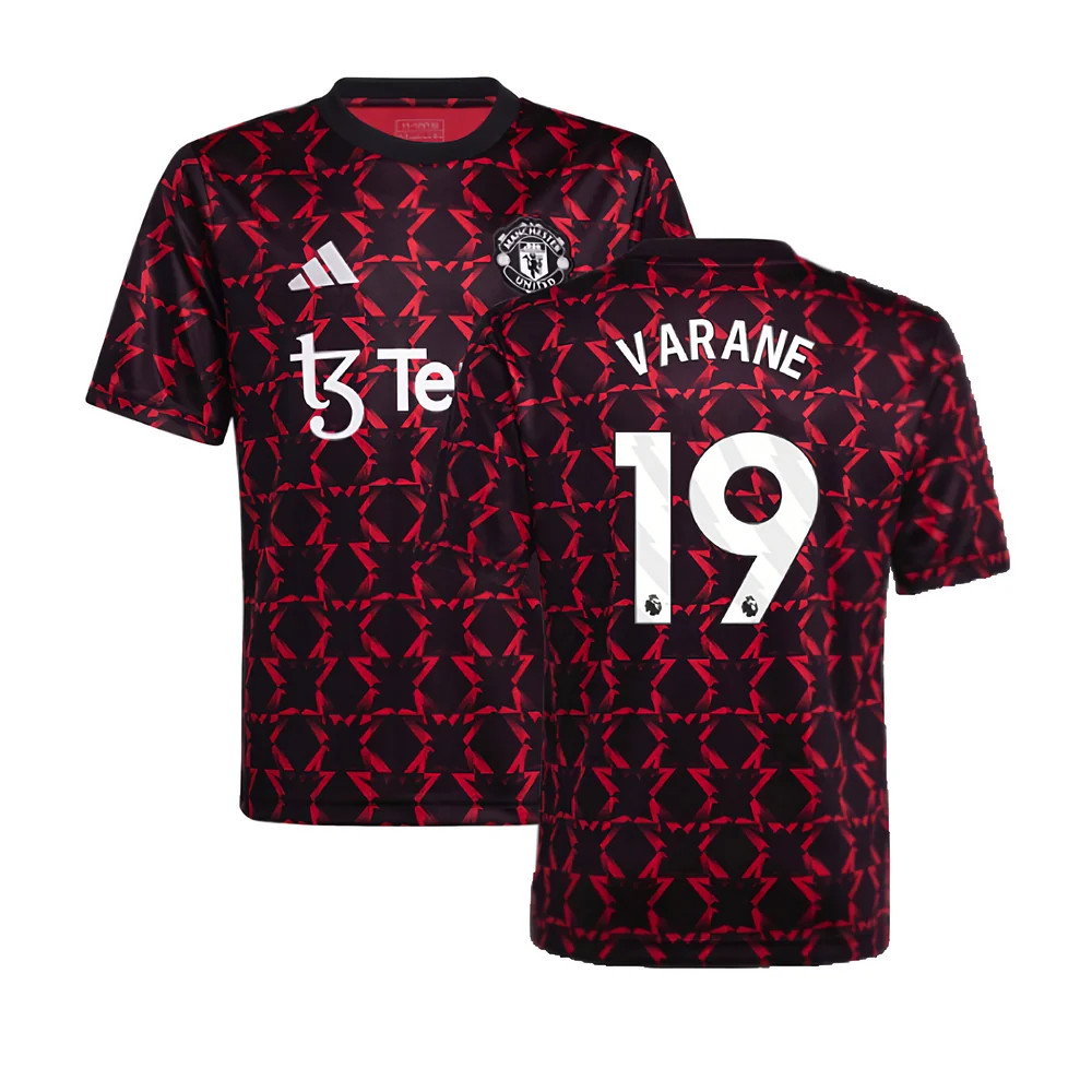2024-2025 Man Utd Pre-Match Shirt (Black) - Kids (Varane 19)_0