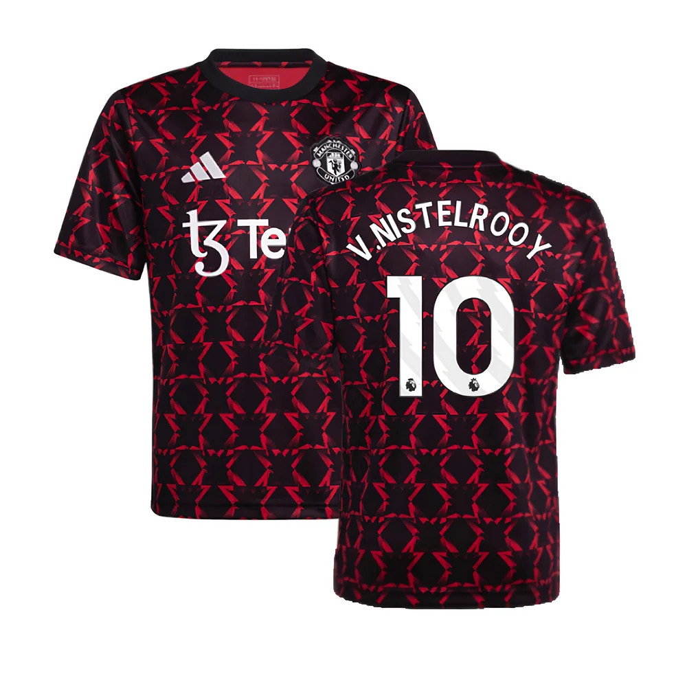 2024-2025 Man Utd Pre-Match Shirt (Black) - Kids (V.Nistelrooy 10)_0