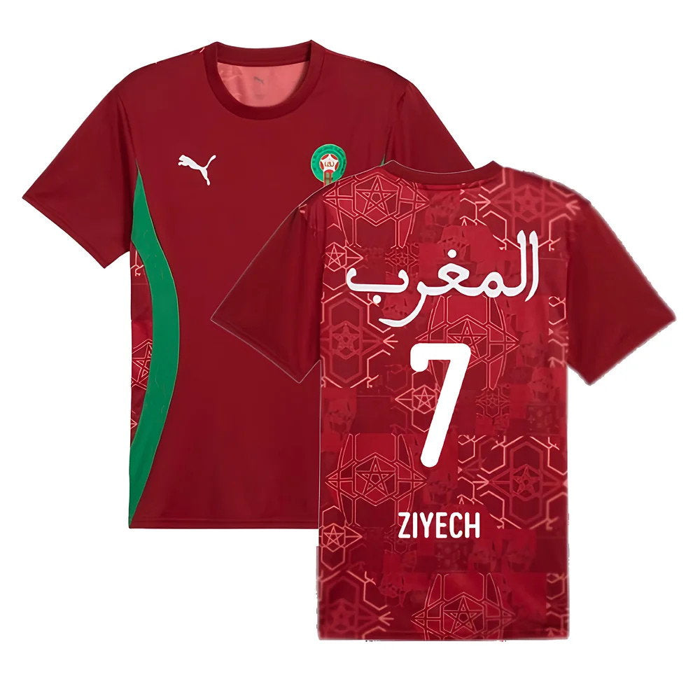 2024-2025 Morocco Prematch SS Jersey (Red) (Ziyech 7)_0