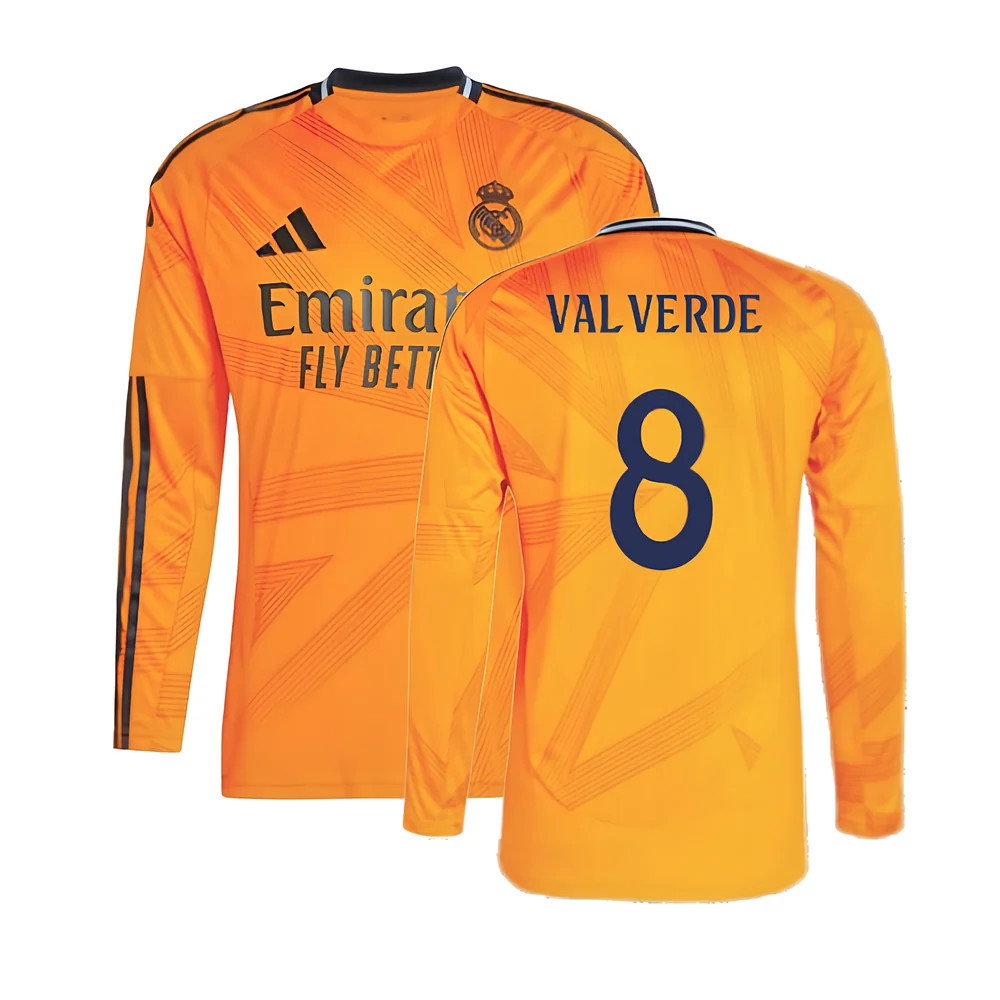 2024-2025 Real Madrid Long Sleeve Away Shirt (Valverde 8)_0