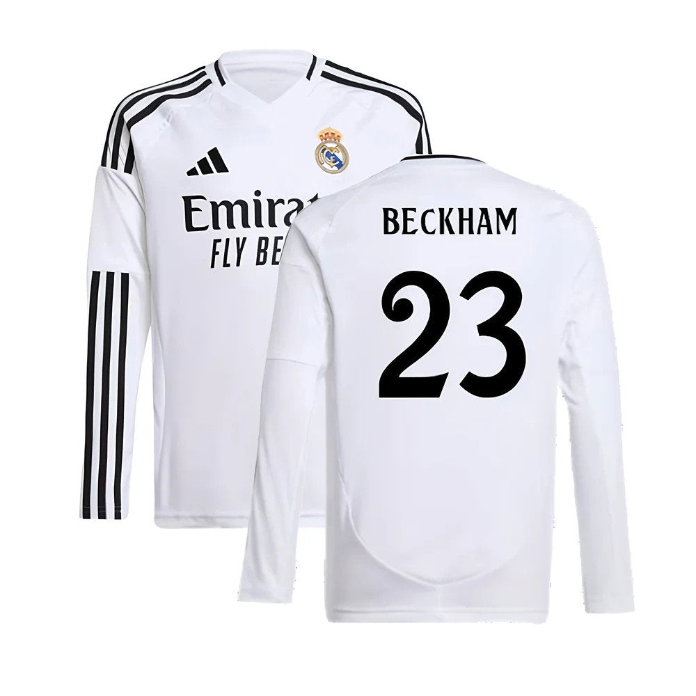 2024-2025 Real Madrid Long Sleeve Home Shirt (Kids) (Beckham 23)_0