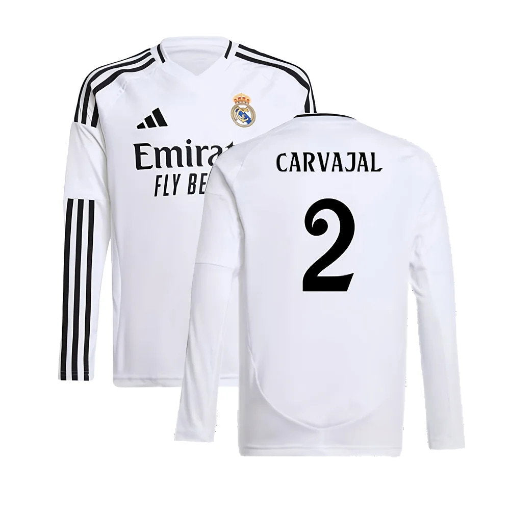 2024-2025 Real Madrid Long Sleeve Home Shirt (Kids) (Carvajal 2)_0