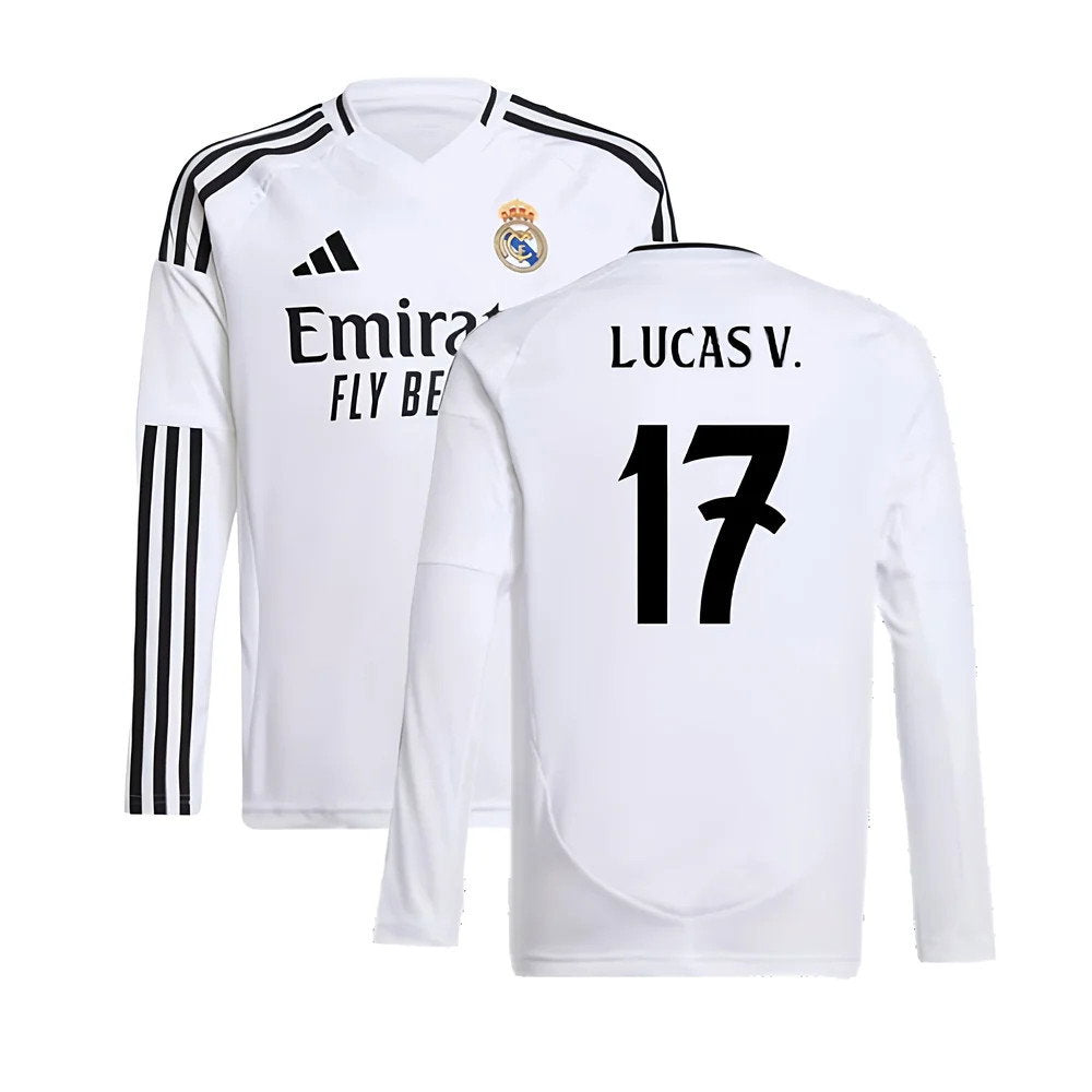 2024-2025 Real Madrid Long Sleeve Home Shirt (Kids) (Lucas V. 17)_0