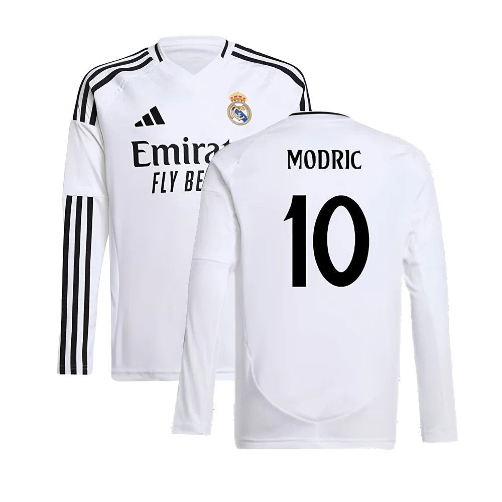 2024-2025 Real Madrid Long Sleeve Home Shirt (Kids) (Modric 10)_0