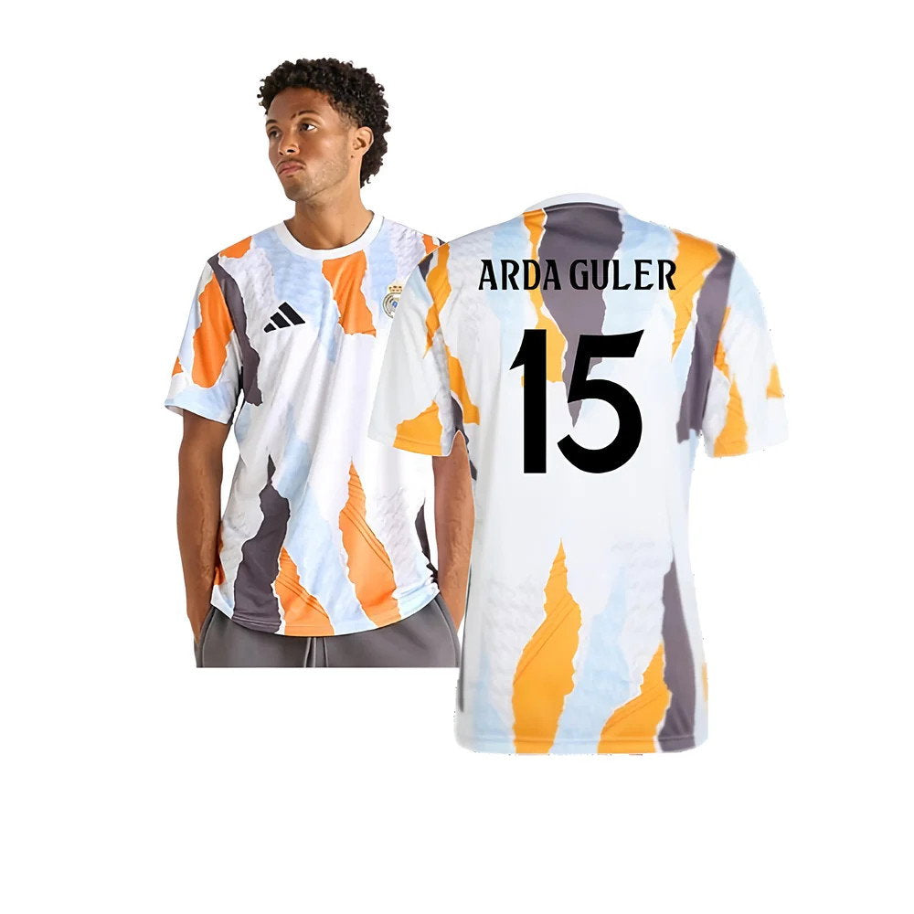2024-2025 Real Madrid Pre-Match Shirt (White/Crew Orange) (Arda Guler 15)_0