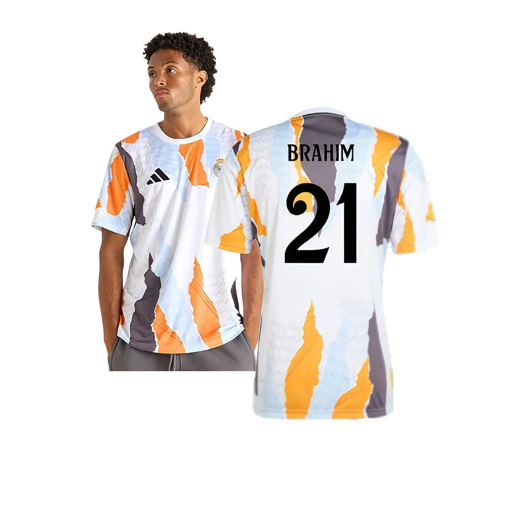 2024-2025 Real Madrid Pre-Match Shirt (White/Crew Orange) (Brahim 21)_0