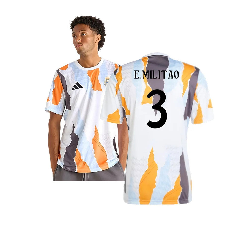 2024-2025 Real Madrid Pre-Match Shirt (White/Crew Orange) (E.Militao 3)_0