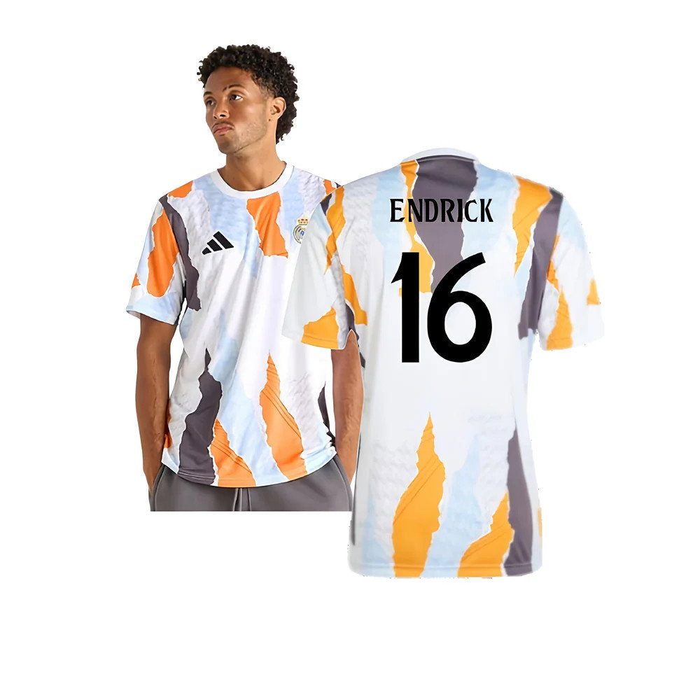 2024-2025 Real Madrid Pre-Match Shirt (White/Crew Orange) (Endrick 16)_0