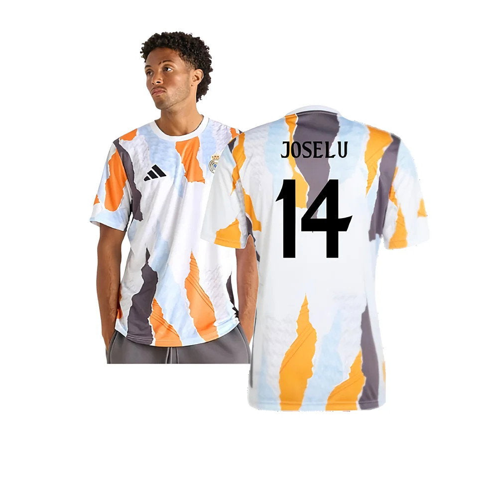 2024-2025 Real Madrid Pre-Match Shirt (White/Crew Orange) (Joselu 14)_0